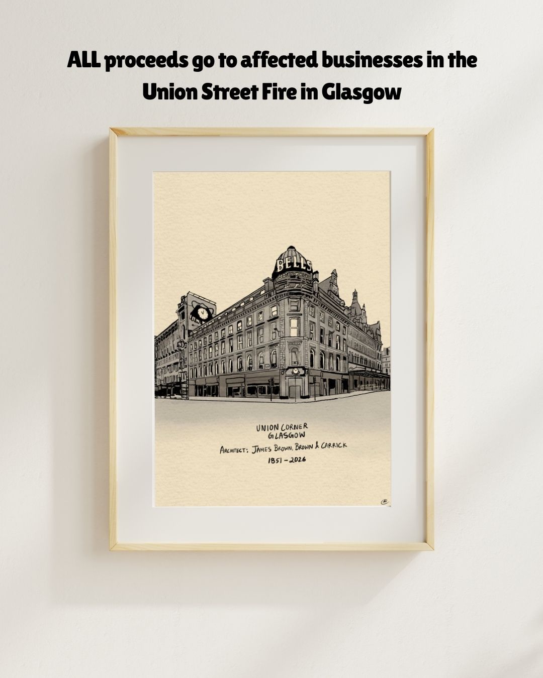 Glasgow Union Corner Building Relief Art Print