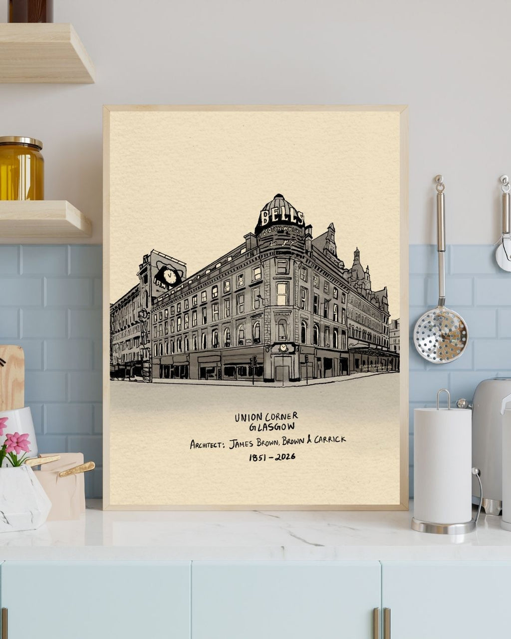 Glasgow Union Corner Building Relief Art Print