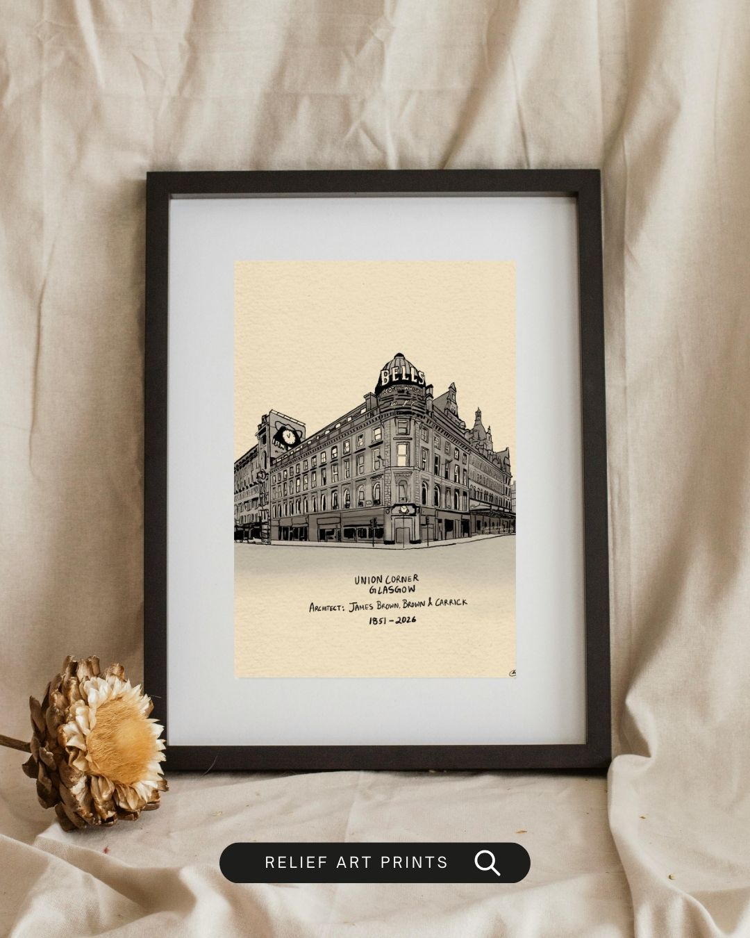 Glasgow Union Corner Building Relief Art Print