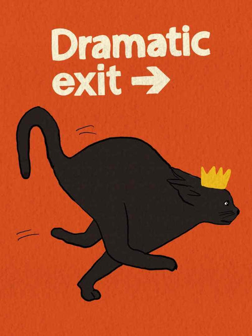 Dramatic Exit Black Cat Art Print